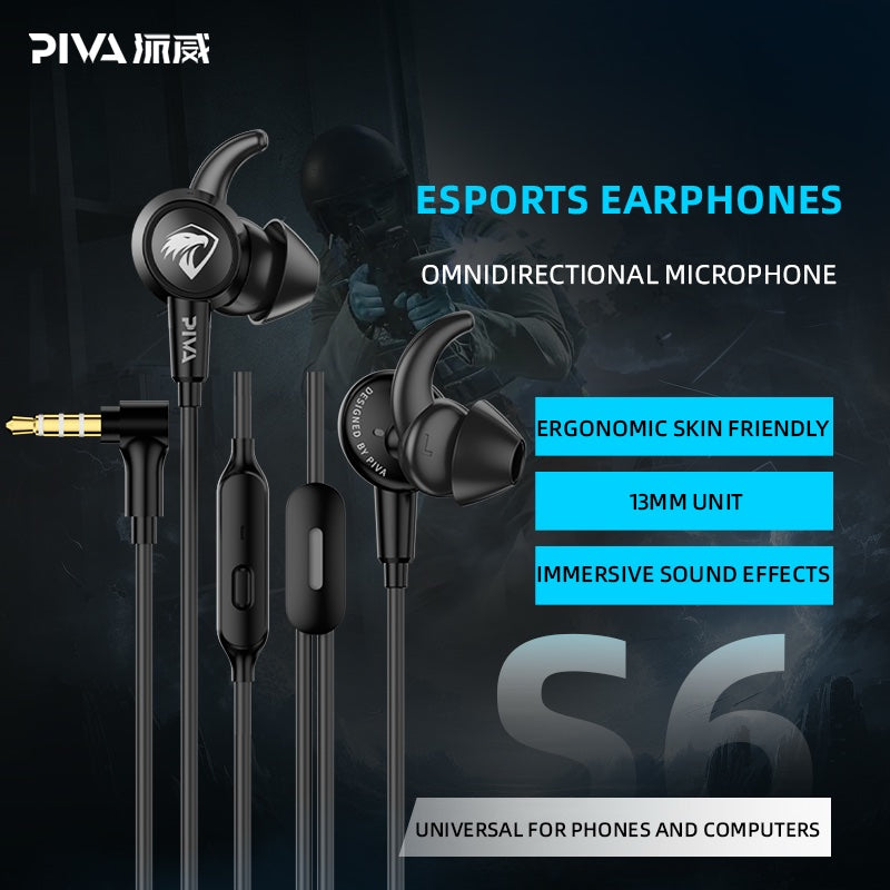 Piva S6 Falcon Wired Gaming Earphone 3.5mm Jack for PUBG, COD Mobile & PC