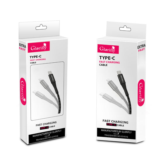 Glorifly 3 in 1 super fast Charging Cable for all types of Mobile Phone. Type C + Micro + iphone || 3A Fast Charging Cable for Android / Type C / i phone - in Random Colours