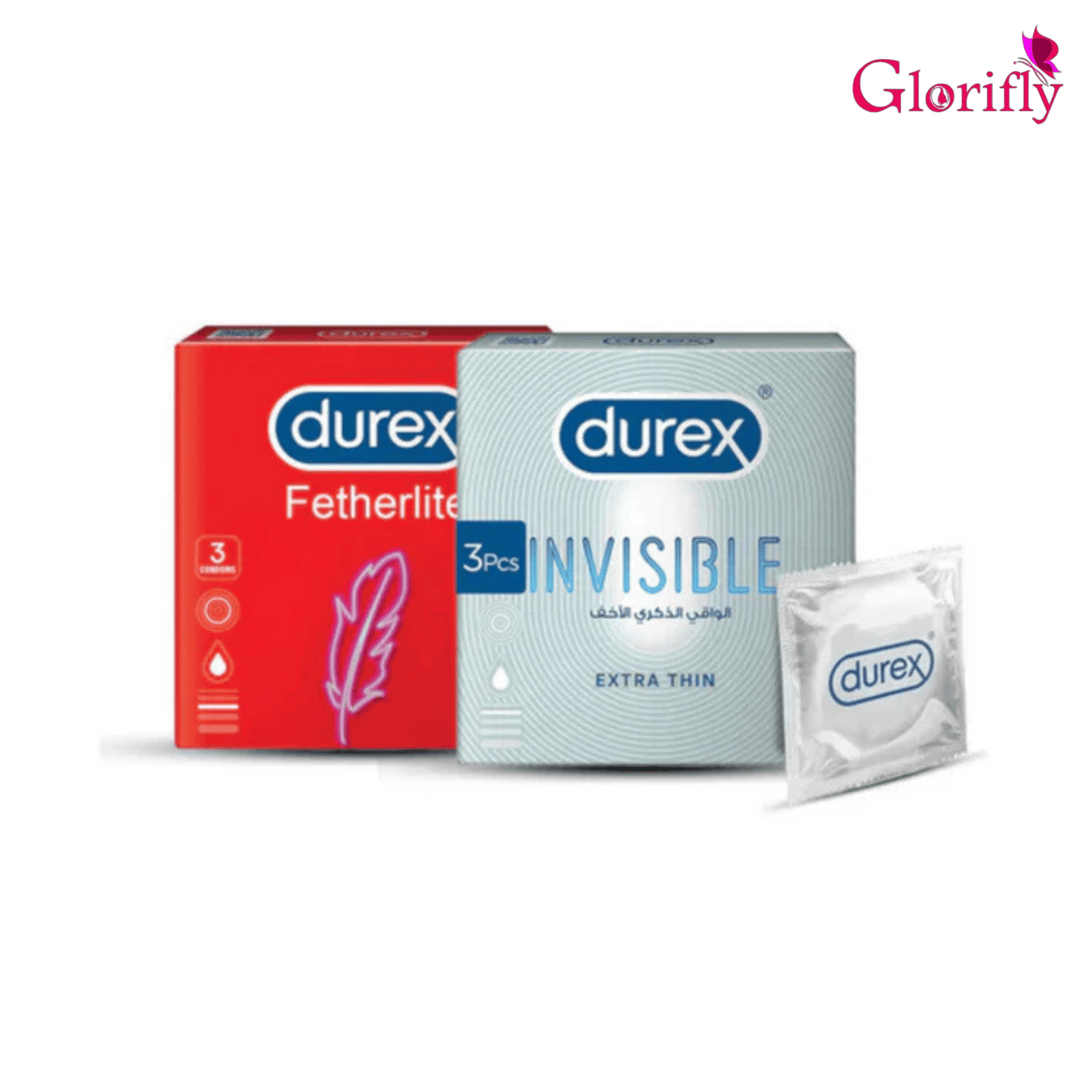 Bundle - Durex - Condoms 3s feather lite + Durex Condom Invisible 3'S.