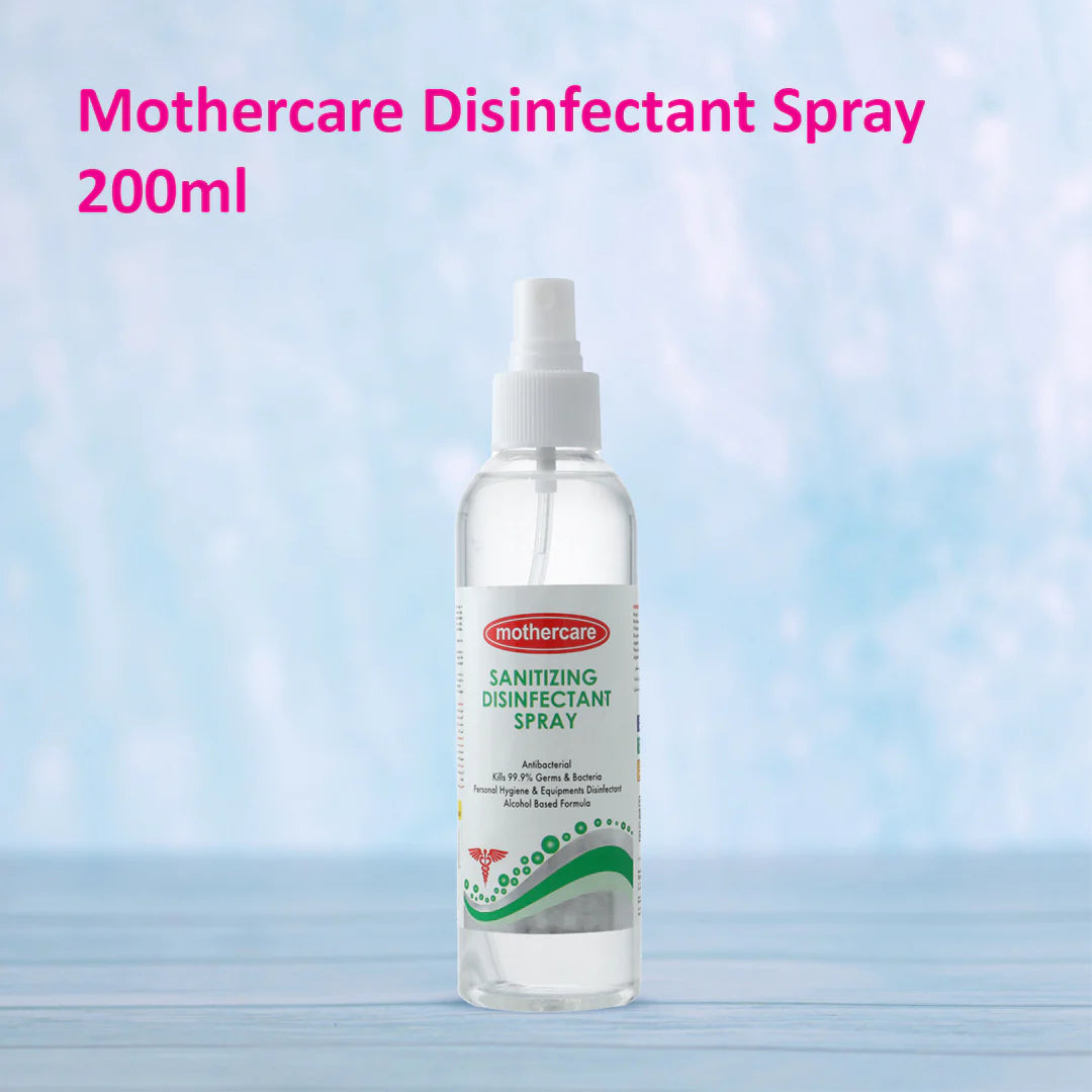 Mothercare Disinfectant Spray 200ml on a light blue background