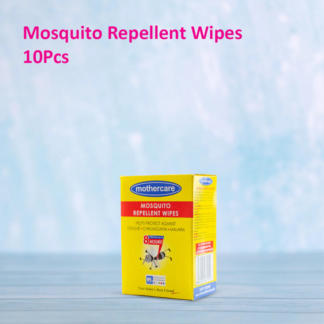 Box of Mothercare mosquito repellent wipes on a light blue background