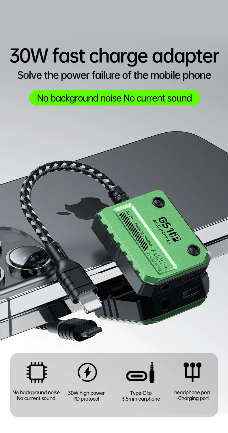 Plaxton 2 in 1 Lightning Audio & Charging Connector for Android