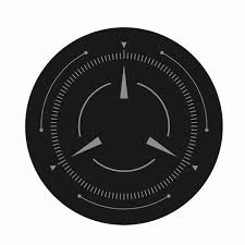 Black wall clock with measurements on a white background