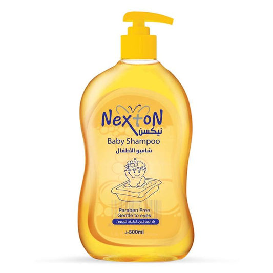 Nexton Baby Shampoo bottle with pump on a white background

