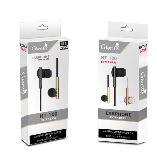 Glorifly HT-100 Extra Bass Handsfree stands out as a unique marvel that combines style || HT-100 HD Sound Bass Headset Handsfree With Built-In Microphone