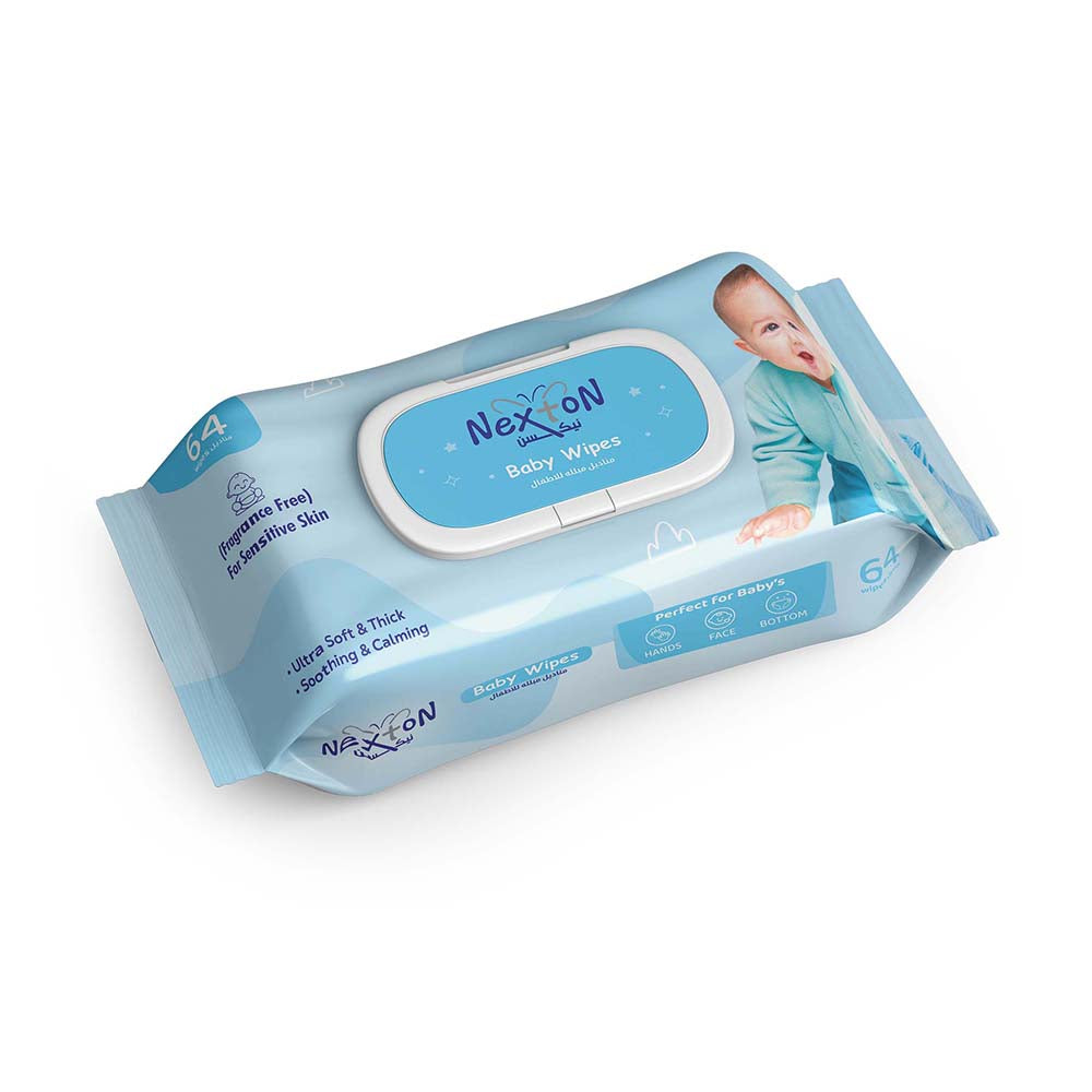 Glorifly Nexton Fragrance-Free Baby Wipes 64Pcs – Gentle & Safe Care for Sensitive Baby Skin
