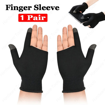 Black fingerless gloves with touch screen tips on a white background

