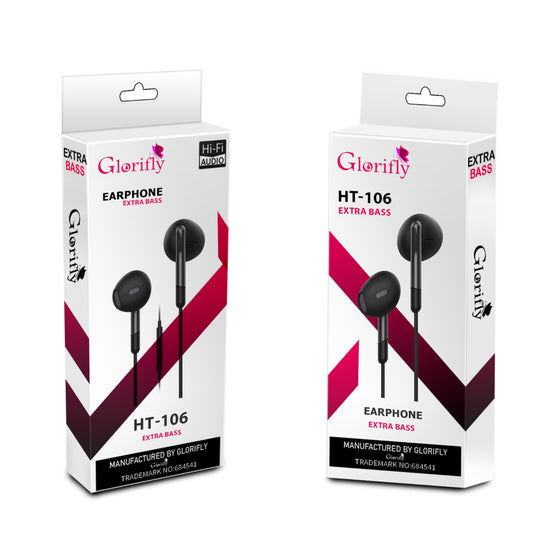 Glorifly HT-106 Extra Bass Handsfree stands out as a unique marvel that combines style || HT-100 HD Sound Bass Headset Handsfree With Built-In Microphone
