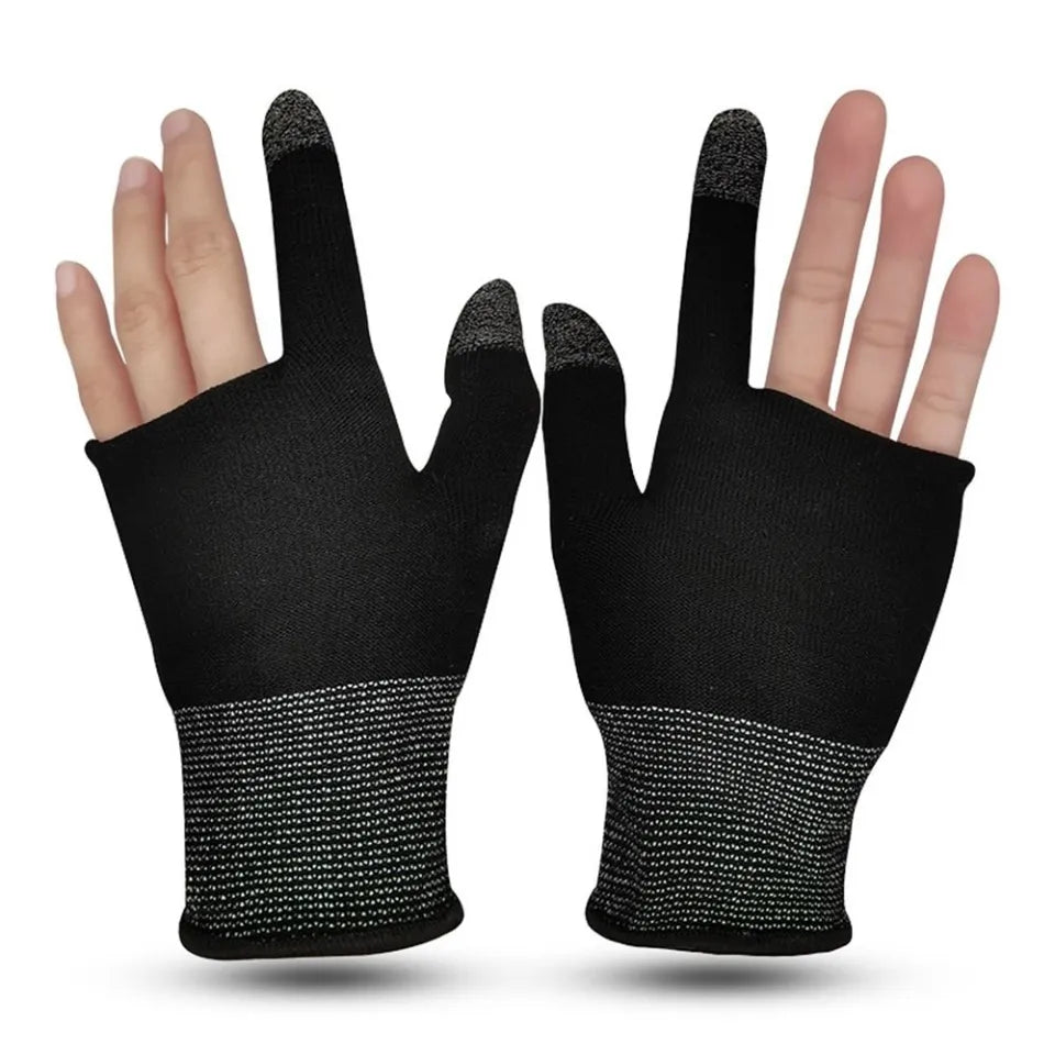 Black fingerless gloves with touch screen tips on a white background

