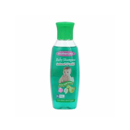 Mothercare baby shampoo bottle with green label on a white background

