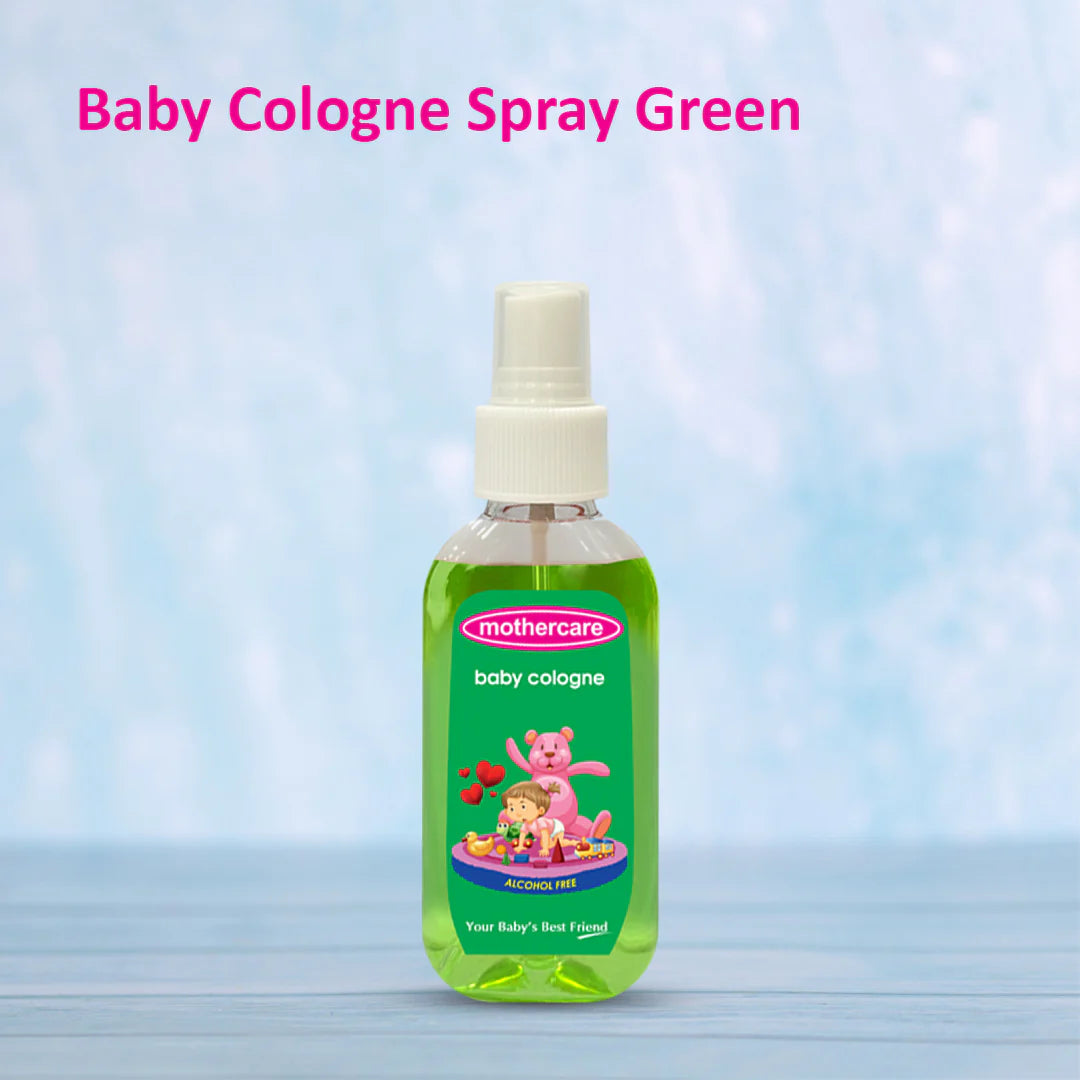 Mothercare baby cologne spray bottle on a light blue background

