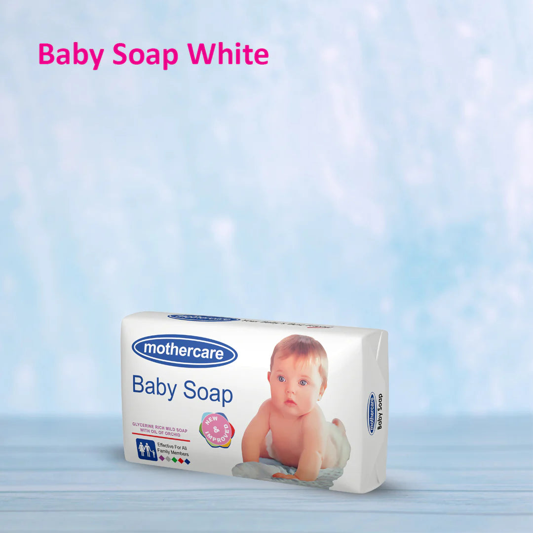 Mothercare baby soap packaging with a baby on a blue background

