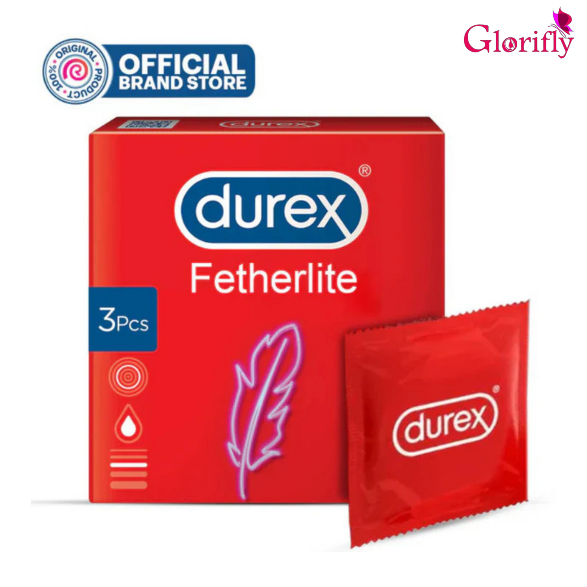 Bundle - Pack of 3 - Durex - Condoms 3s Feather Lite.