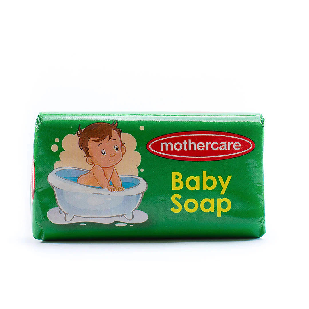 Mothercare baby soap bar with a child in a bathtub illustration on a white background

