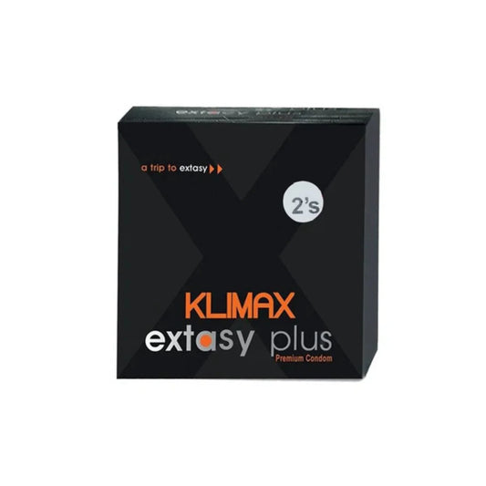 Klimax Extasy Plus Condoms – 2-Pack for Enhanced Pleasure and Ultimate Protection.