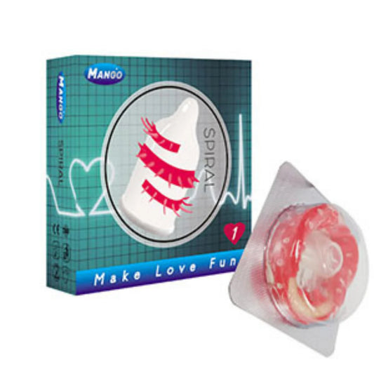 Single Mango-Flavored Condom with Spiral Spike Design