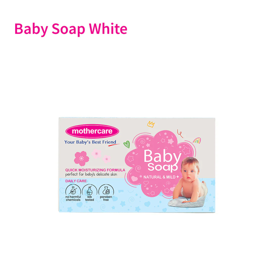 Box of Mothercare baby soap on a white background

