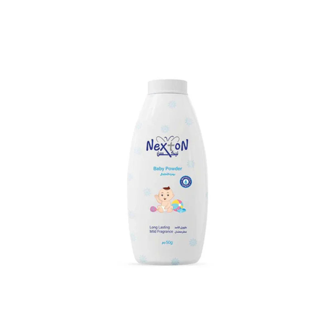 Glorifly Nexton Baby Powder White – Gentle Moisture Absorbing Talc for Babies, Soft & Smooth Skin, Long-Lasting Freshness & Daily Protection
