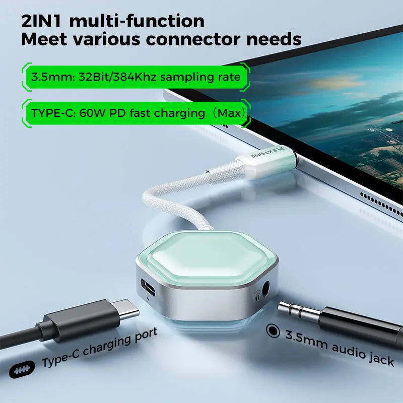 Plexton GS1 Pro 2 in 1 USB C Audio & Charging Type C Connector.