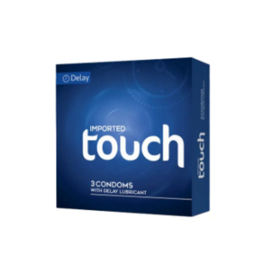 Touch Delay Condoms – 3-Pack with Delay Lubricant for Prolonged Pleasure.