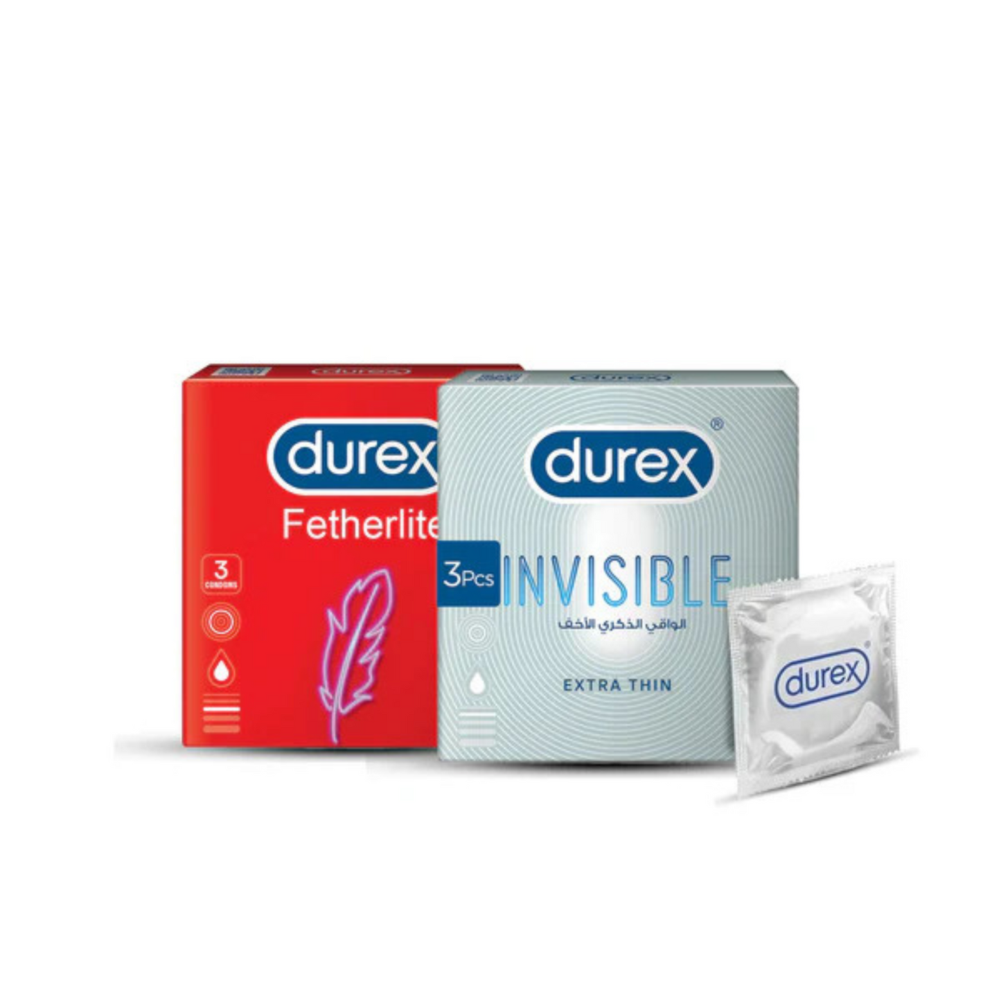 Bundle - Durex - Condoms 3s feather lite + Durex Condom Invisible 3'S.