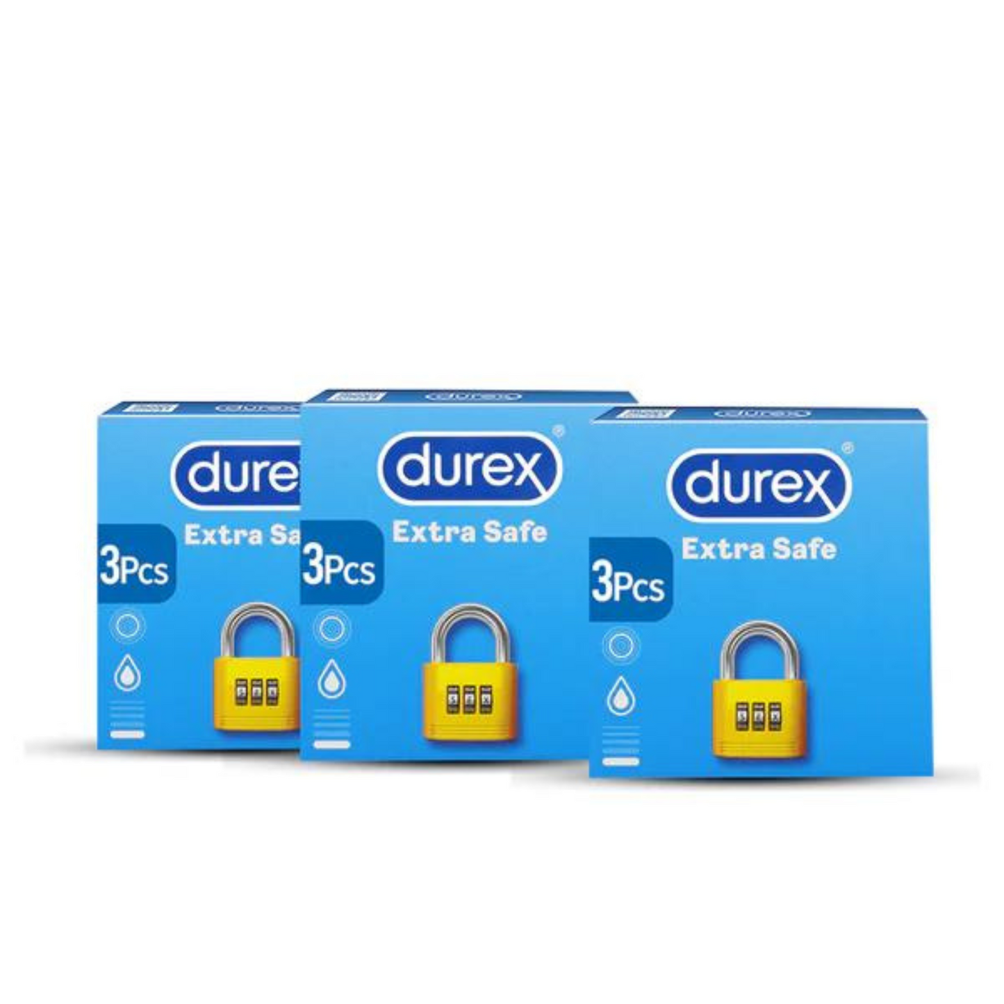 Bundle - Pack of 3 Durex Extra Safe 3's Condoms.