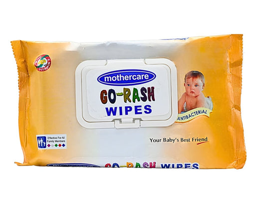 Pack of Mothercare Go-Rash Wipes on a white background


