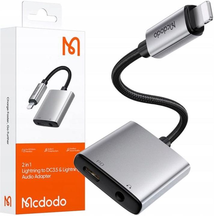 Mcdodo 2 in 1 Lightning Audio & Charging Connector for iPhone.