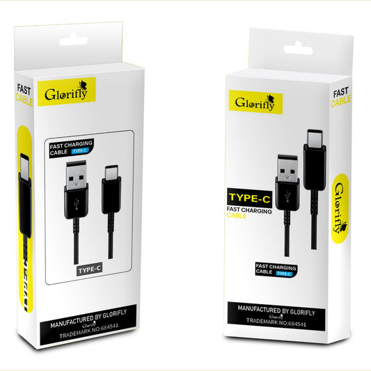 Glorifly - ( pack of 2) 120w Super Fast Type C Data Cable (6mm thick) Strong and Super Fast Ultra Durable and Unparalleled Speed with High Efficiency