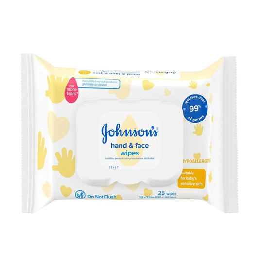 Glorifly JOHNSON'S® Hand and Face Wipes – Gentle Cleansing Wipes for Babies | Soft & Travel-Friendly