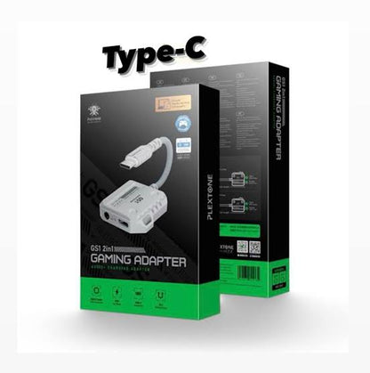 Plaxton 2 in 1 Type C Adapter Audio & Charging Connector for Android