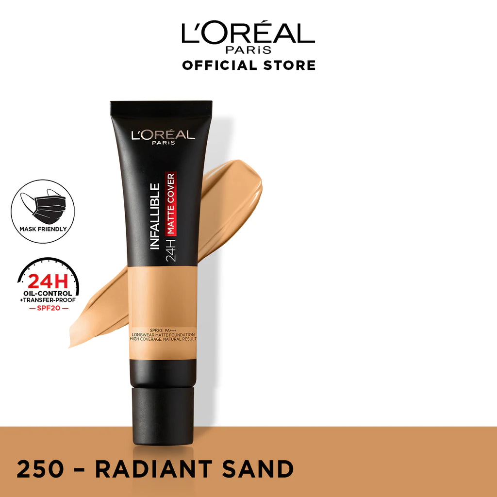 LOreal Paris Infallible 24H-Matte Cover Foundation - 250 Radiant Sand