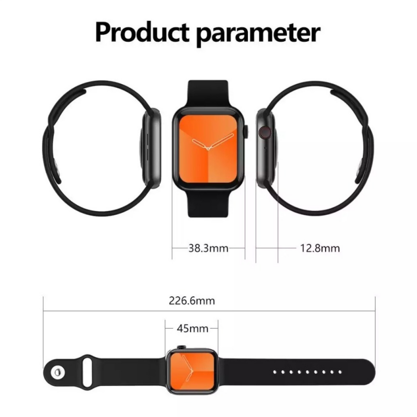 W22+ Smart Watch 45mm Size For Apple Watch Men Bluetooth Call 1.75 Screen Rotation Function.